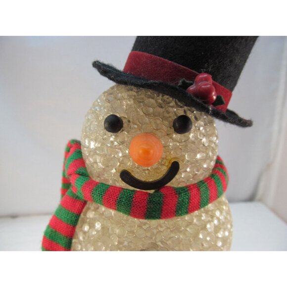 Vintage Melted Plastic Popcorn Snowman Tabletop Decoration - Picture 8 of 10